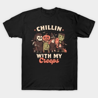 Chilling With My Creeps - Cute Funny Evil Halloween Gift T-Shirt